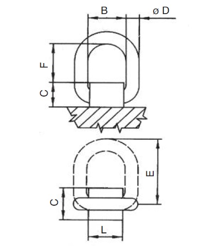 Anschlagpunkte - tech. Zeiichnung Anschlagpunkt schweißbar